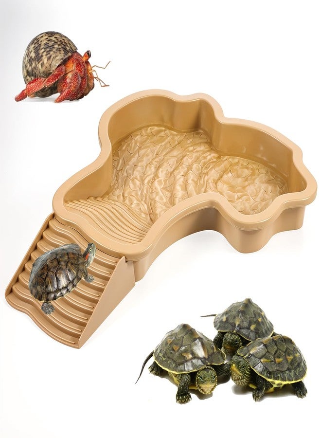 Zyghjort Large Reptile Water Bowl with Ramp, Thickened Non-Slip Feeding Dish & Bathing Pool for Turtle, Snake, Gecko, Bearded Dragons, Lizard Habitat Accessories - Image 1
